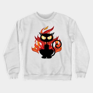 BLACK CAT IN FRONT OF FLAMES Crewneck Sweatshirt